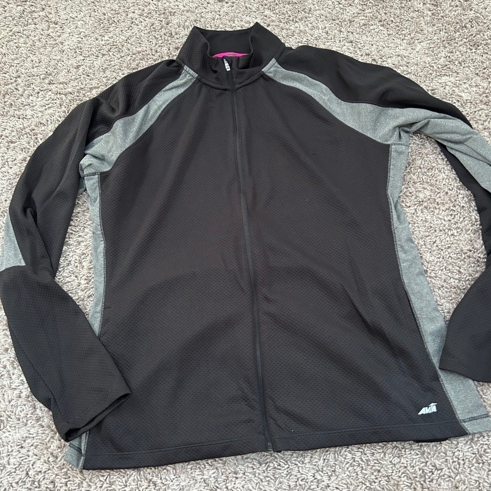 Avia‎ Women's XL Black Gray Activewear Full Zip Athletic Jacket see Description